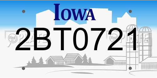 2BT0721 Iowa License Plate