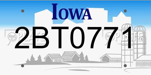 2BT0771 Iowa License Plate