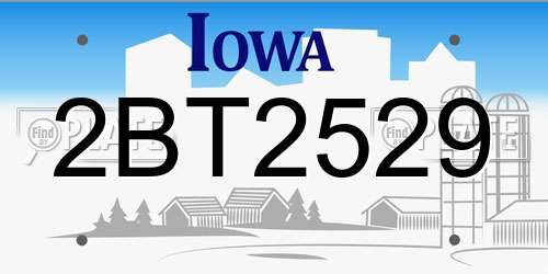 2BT2529 Iowa License Plate