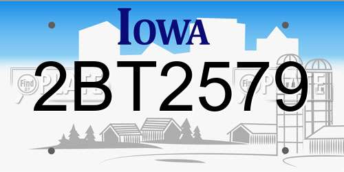 2BT2579 Iowa License Plate