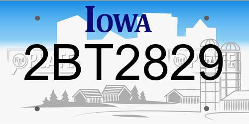 2BT2829 Iowa License Plate