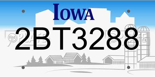 2BT3288 Iowa License Plate