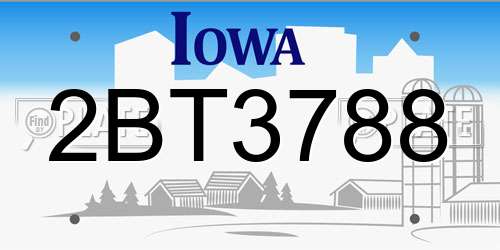 2BT3788 Iowa License Plate