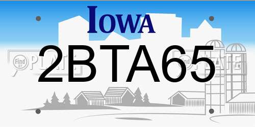 2BTA65 Iowa License Plate