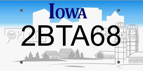 2BTA68 Iowa License Plate