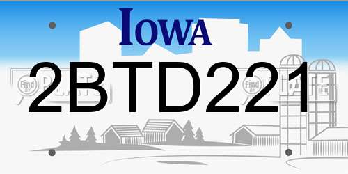 2BTD221 Iowa License Plate