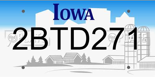 2BTD271 Iowa License Plate