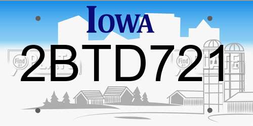 2BTD721 Iowa License Plate