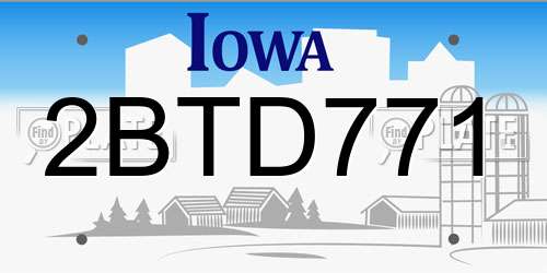 2BTD771 Iowa License Plate