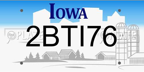 2BTI76 Iowa License Plate