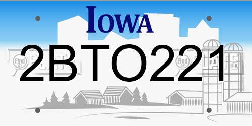 2BTO221 Iowa License Plate