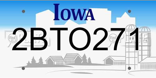 2BTO271 Iowa License Plate