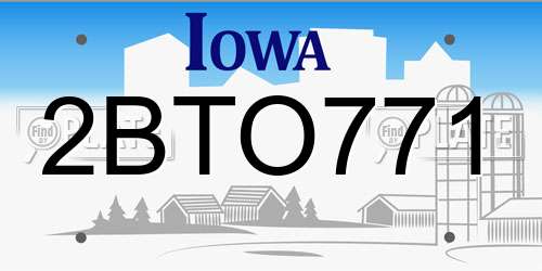 2BTO771 Iowa License Plate