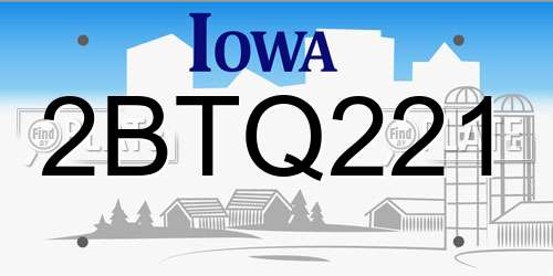2BTQ221 Iowa License Plate
