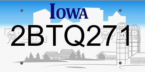 2BTQ271 Iowa License Plate