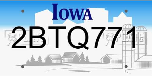 2BTQ771 Iowa License Plate