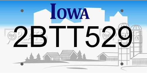 2BTT529 Iowa License Plate