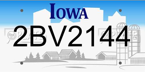2BV2144 Iowa License Plate