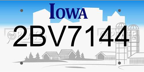 2BV7144 Iowa License Plate