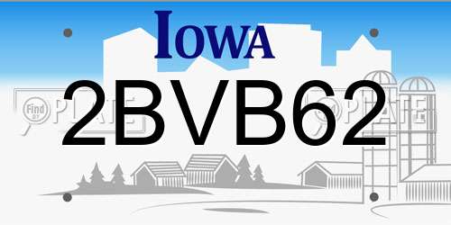 2BVB62 Iowa License Plate