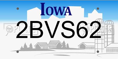 2BVS62 Iowa License Plate