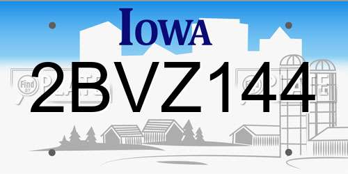 2BVZ144 Iowa License Plate