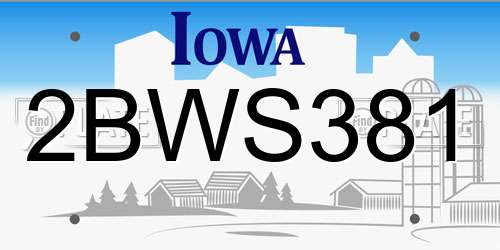 2BWS381 Iowa License Plate