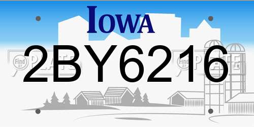 2BY6216 Iowa License Plate