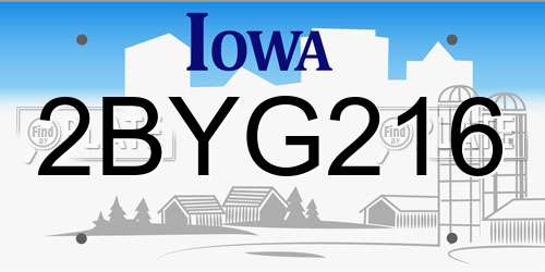2BYG216 Iowa License Plate
