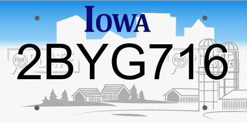2BYG716 Iowa License Plate
