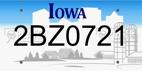2BZ0721 Iowa License Plate