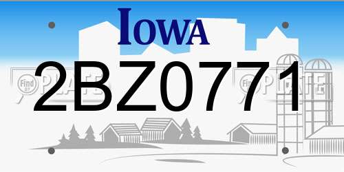 2BZ0771 Iowa License Plate
