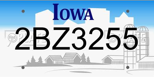 2BZ3255 Iowa License Plate