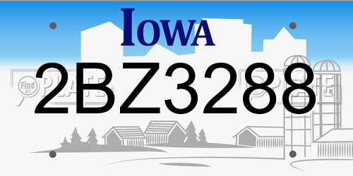 2BZ3288 Iowa License Plate