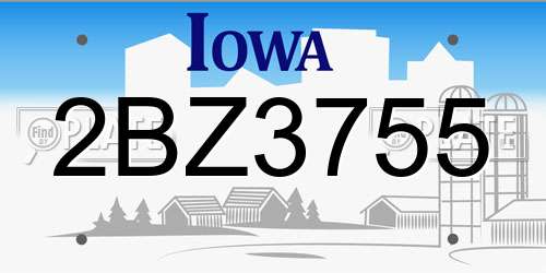 2BZ3755 Iowa License Plate