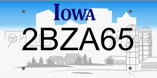 2BZA65 Iowa License Plate
