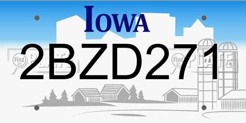 2BZD271 Iowa License Plate