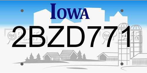 2BZD771 Iowa License Plate