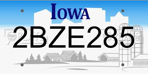 2BZE285 Iowa License Plate
