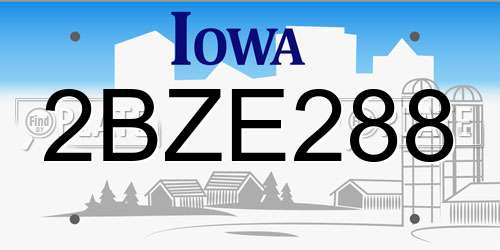 2BZE288 Iowa License Plate