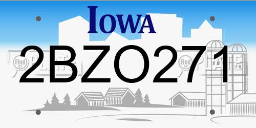 2BZO271 Iowa License Plate