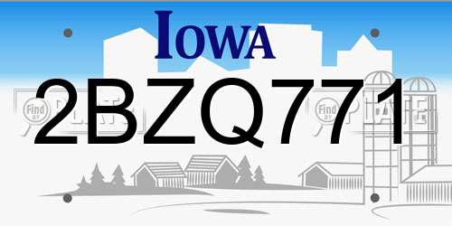 2BZQ771 Iowa License Plate