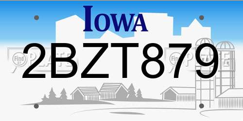 2BZT879 Iowa License Plate