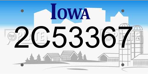 2C53367 Iowa License Plate