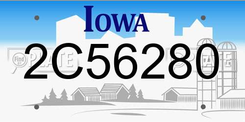 2C56280 Iowa License Plate
