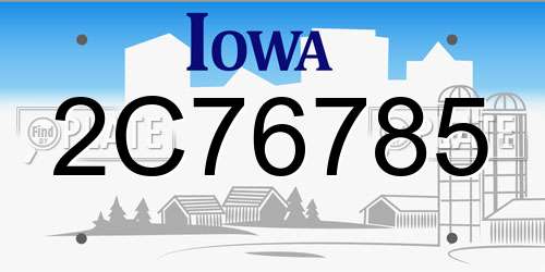 2C76785 Iowa License Plate