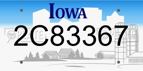 2C83367 Iowa License Plate