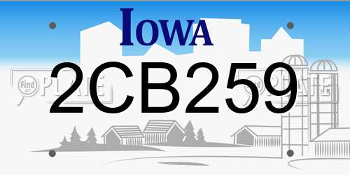 2CB259 Iowa License Plate
