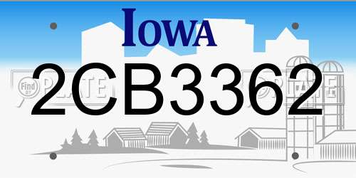 2CB3362 Iowa License Plate