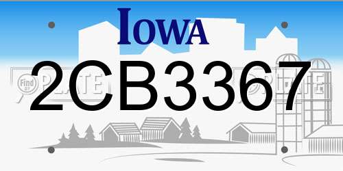 2CB3367 Iowa License Plate